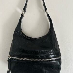 HOBO Small Sleek Black Leather Hobo Bag